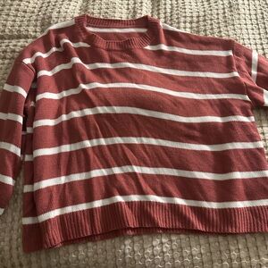 SHEIN Women's Sweater - Rust and White Stripes